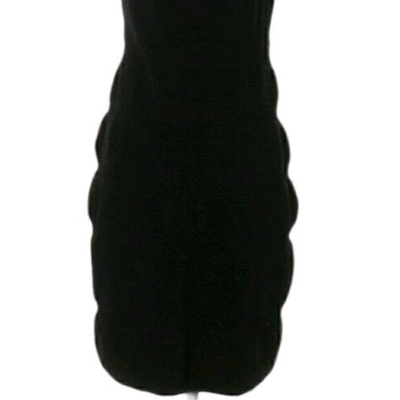 Carmen Marc Valvo Bodycon Bandage Rib Textured Knit Sleeveless Dress Black Sz XS - Picture 9 of 11